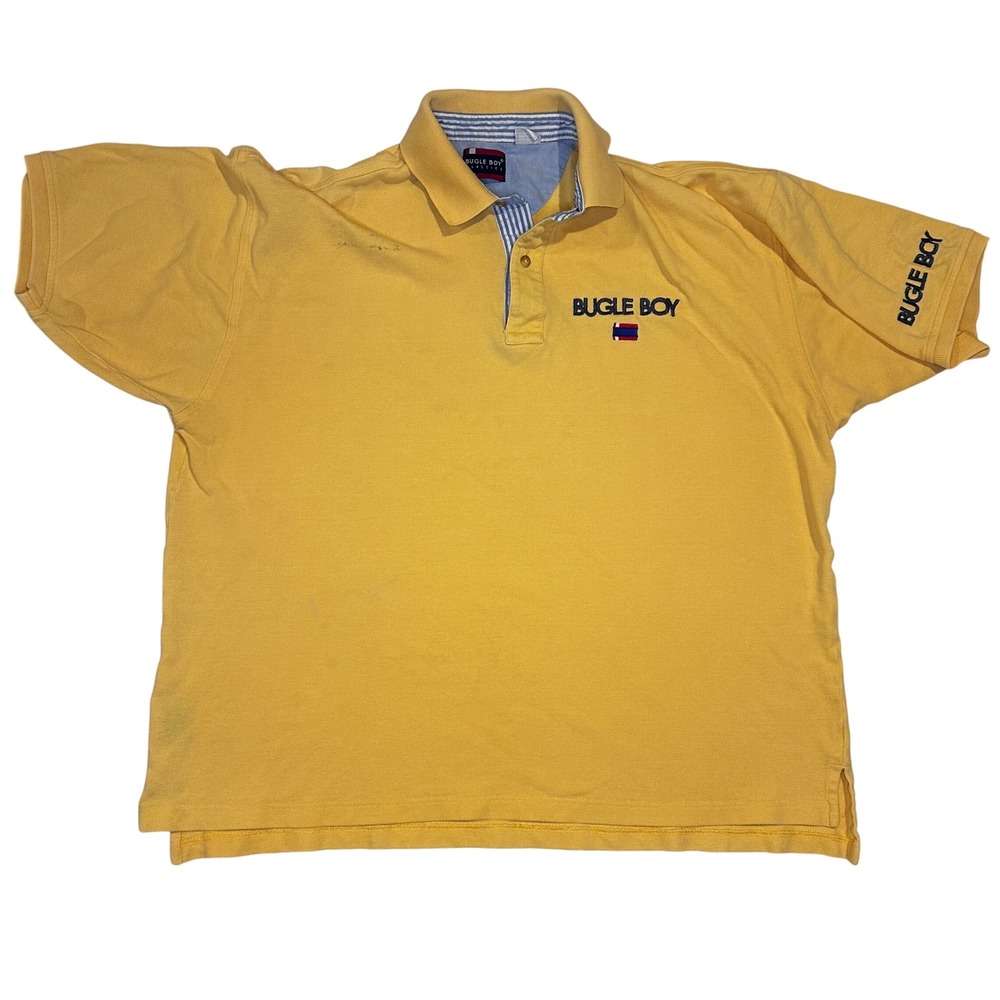 Vintage 90's Bugle Boy Polo‎ Yellow Shirt Hip Hop Rap Cotton Casual Mens Large